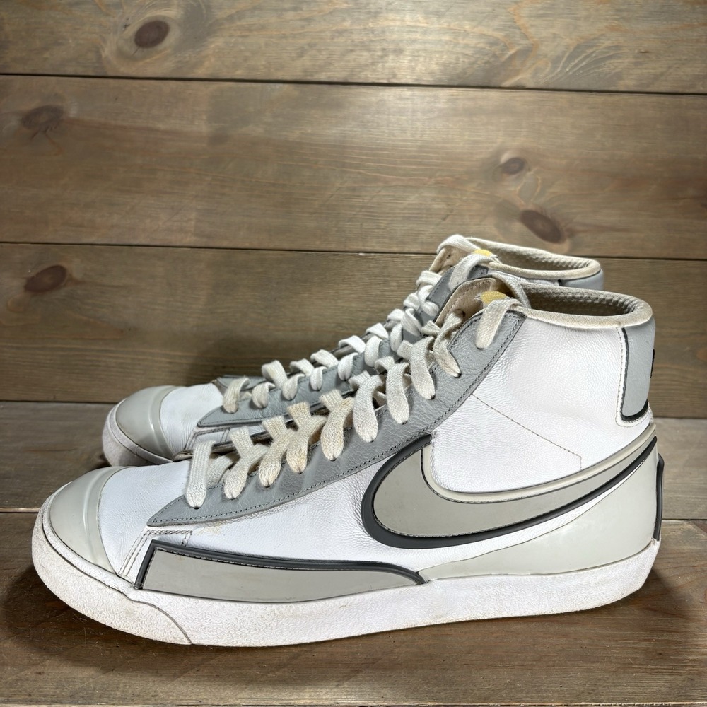 nike blazer mid 77 mens size 13 shoes white gray leather comfort sneakers